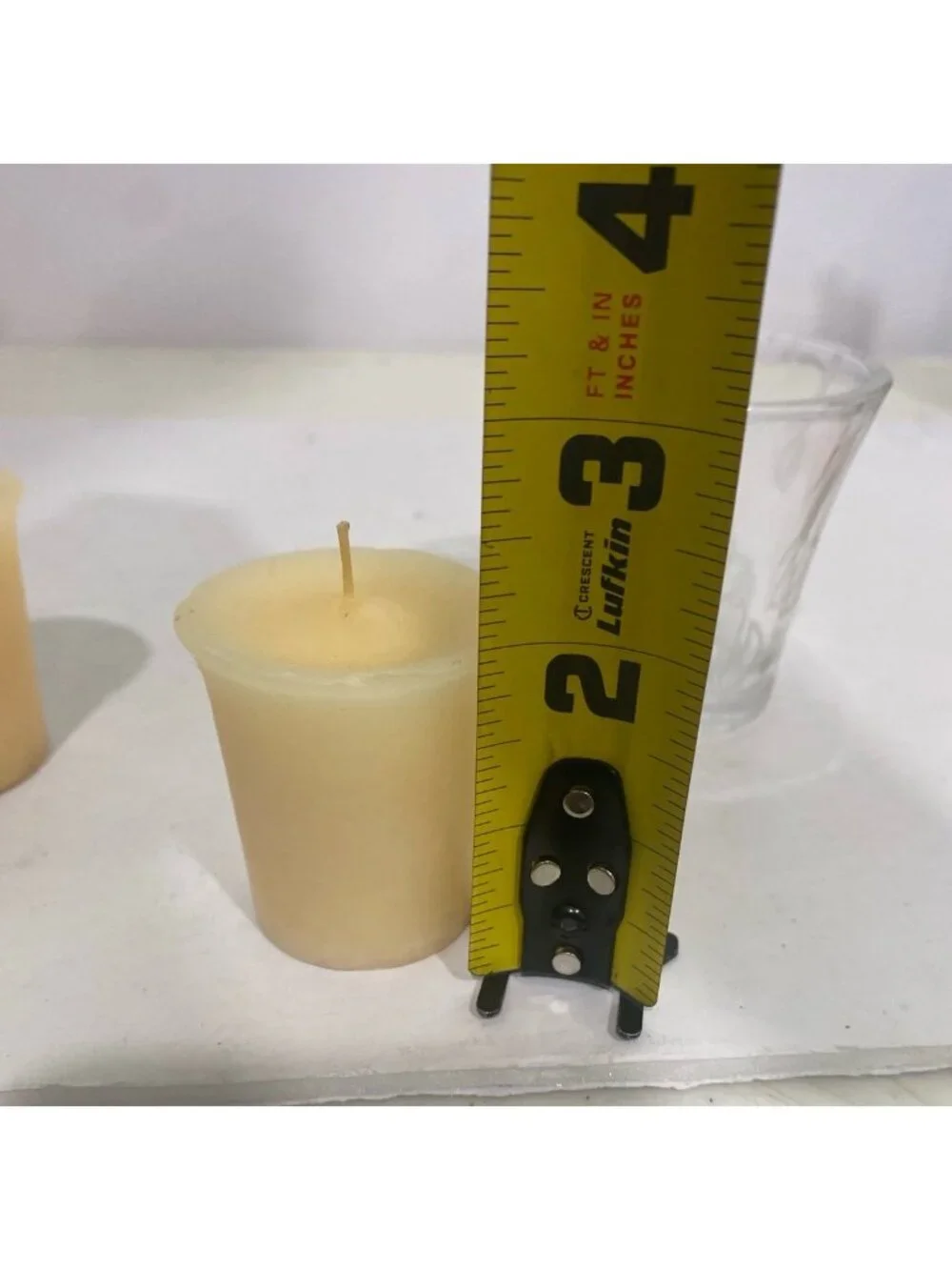 Vintage 1990s PartyLite Flared Glass Votive Candle Holder w/ 3 Votive Candles